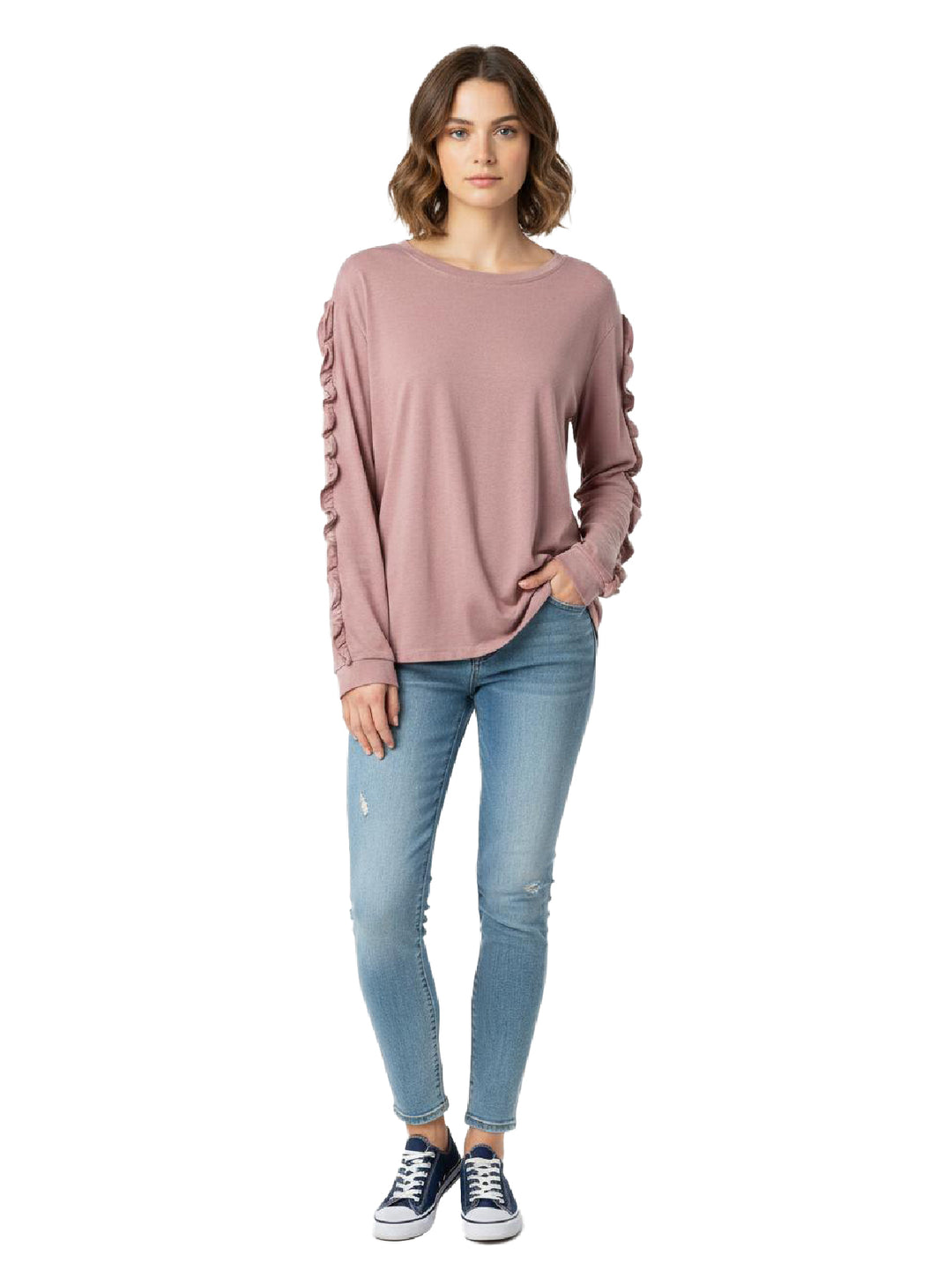 Love Tree Long Sleeve Ruffle Top