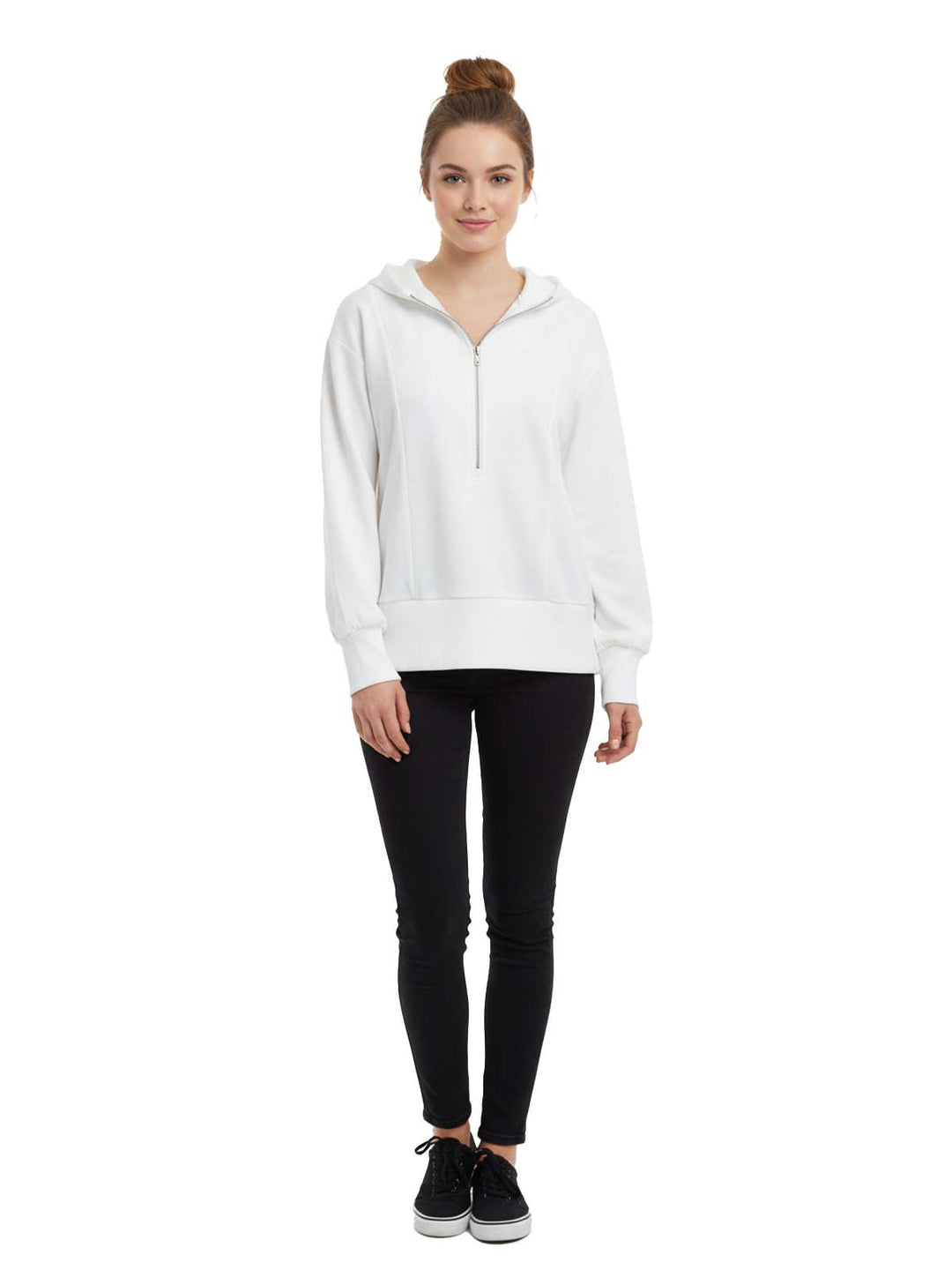 Women's White Activewear Sweatshirt