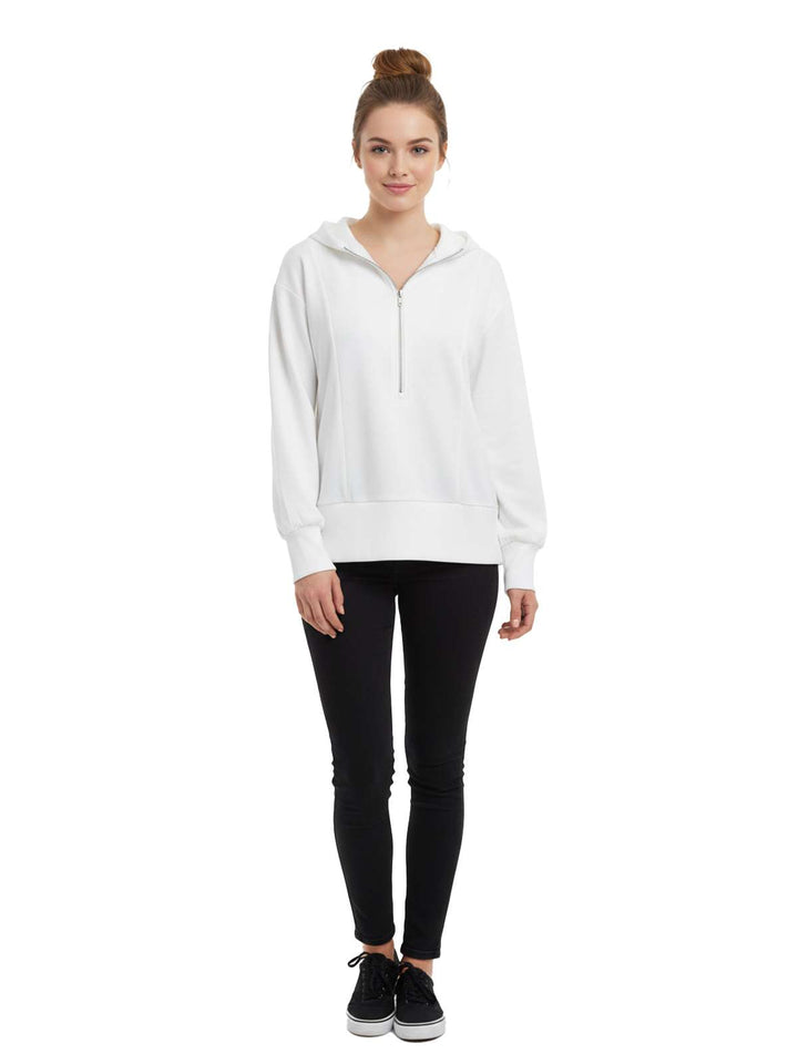Women's White Activewear Sweatshirt