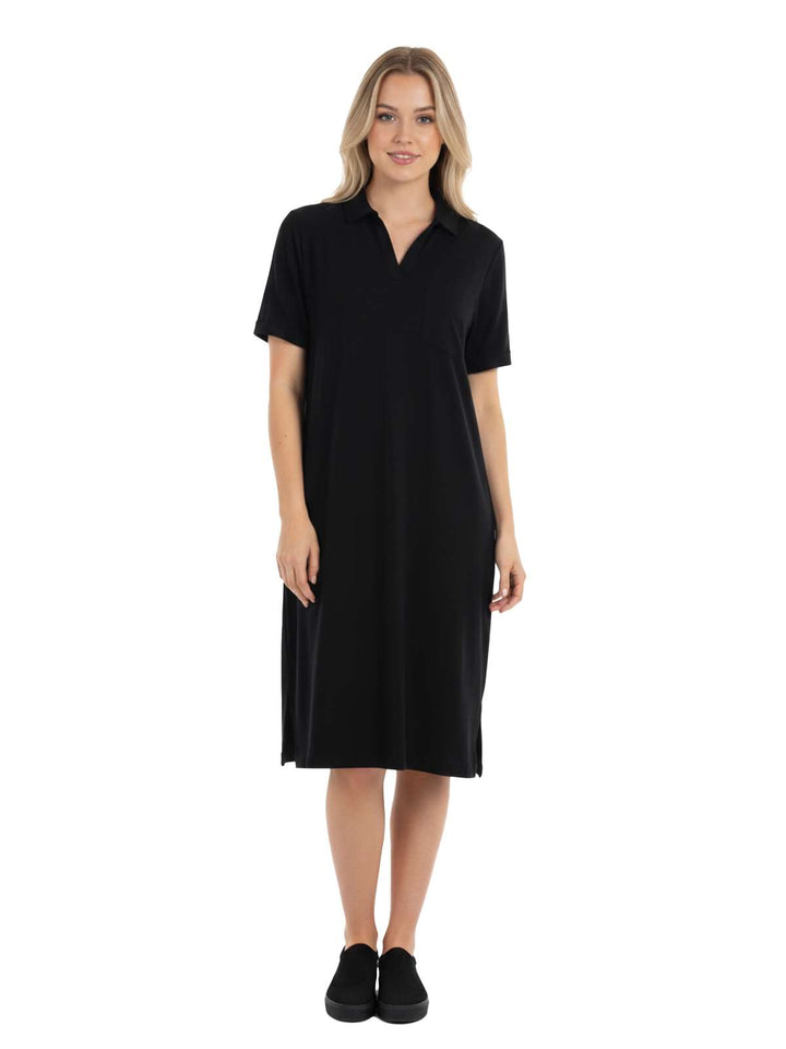 Caslon Women's Black Rayon Short Sleeve Dress Size M