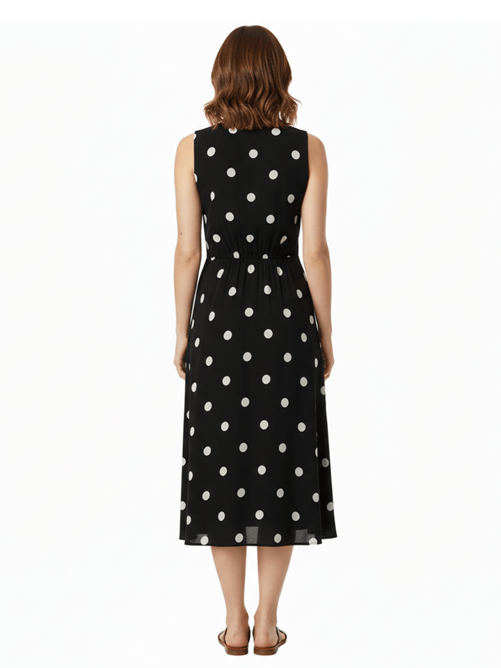 Anne Klein Women's Black Polka Dot Sleeveless Dress
