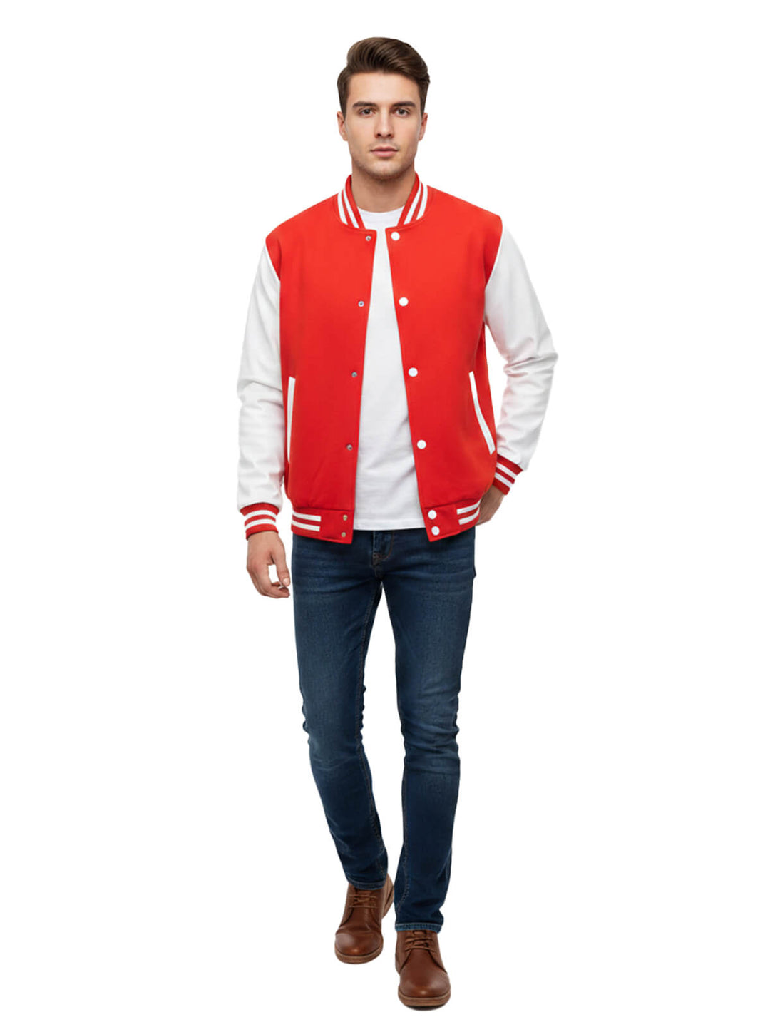 Red and White Button-Up Jacket