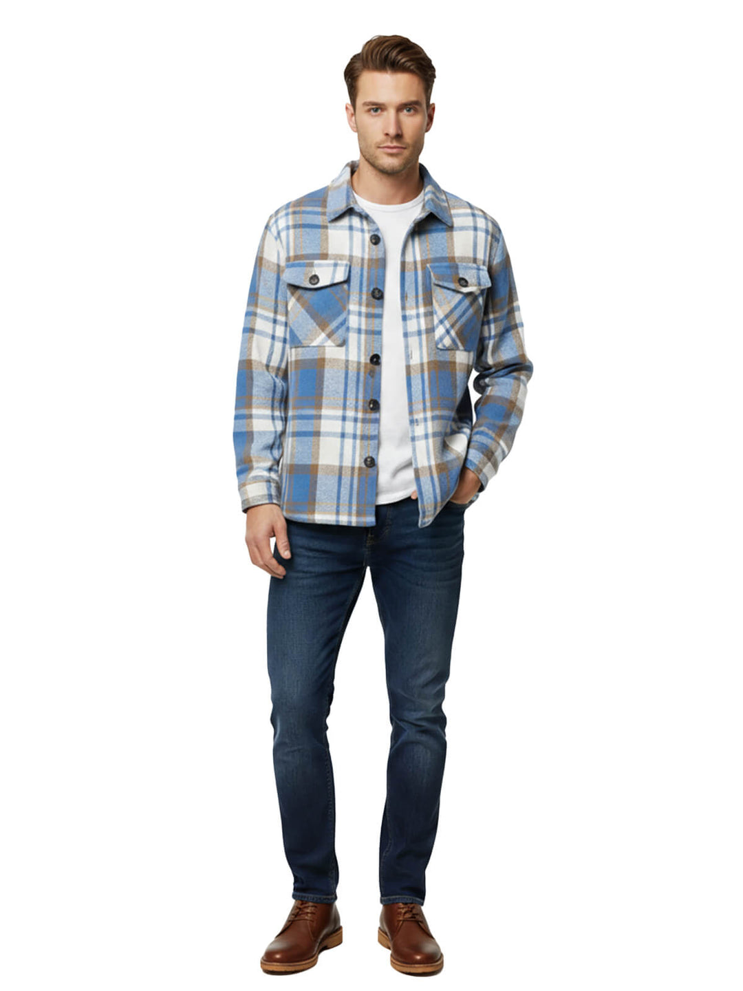 Blue Plaid Button-Down Shirt