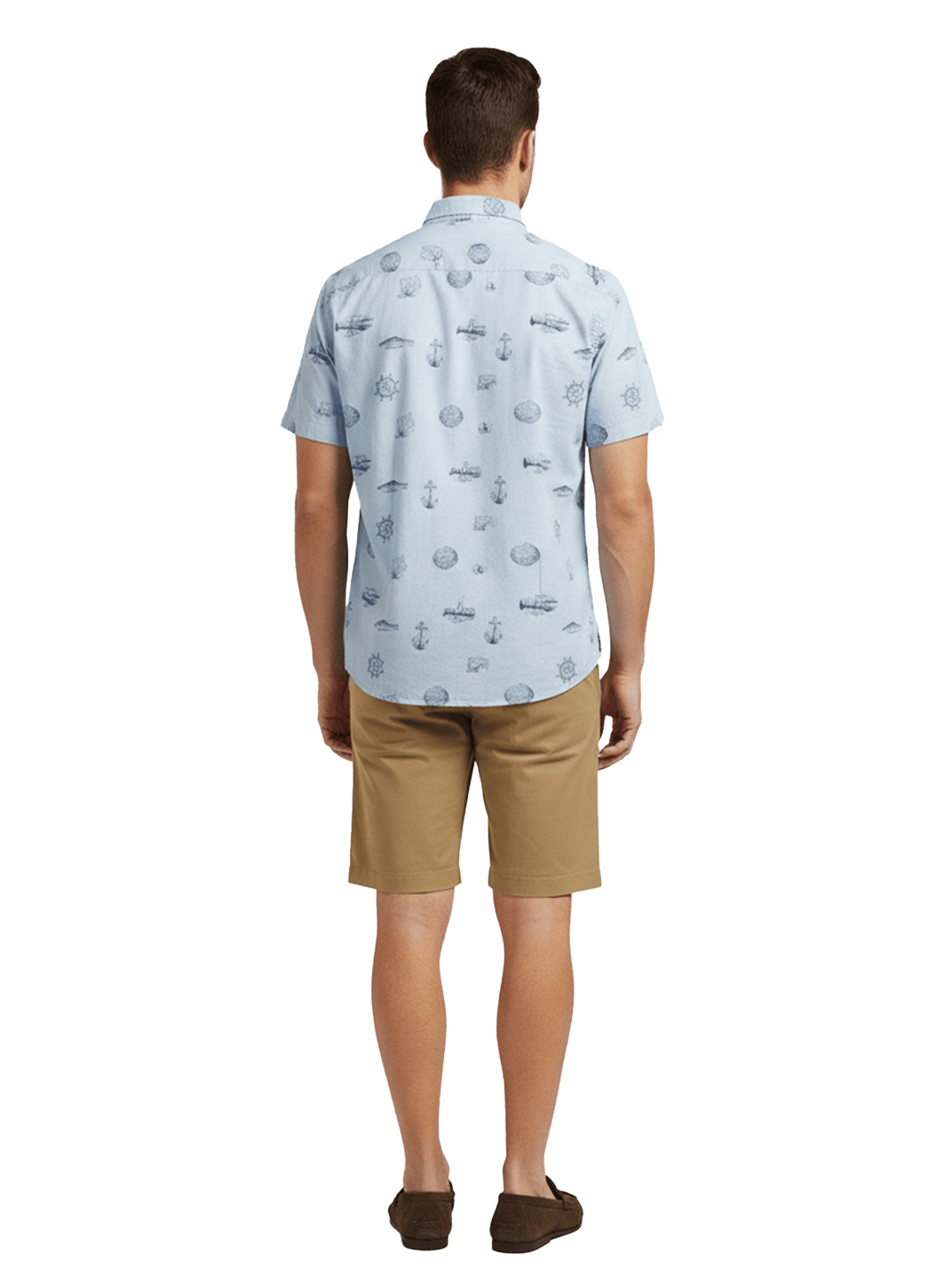 Blue Patterned Short Sleeve Shirt