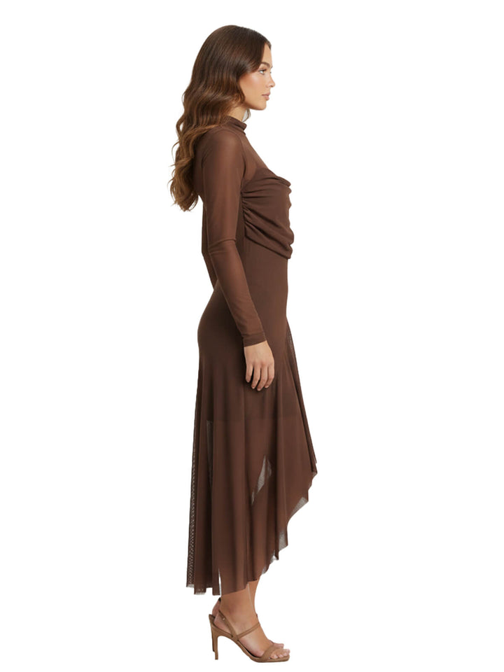 Brown Long Sleeve Dress