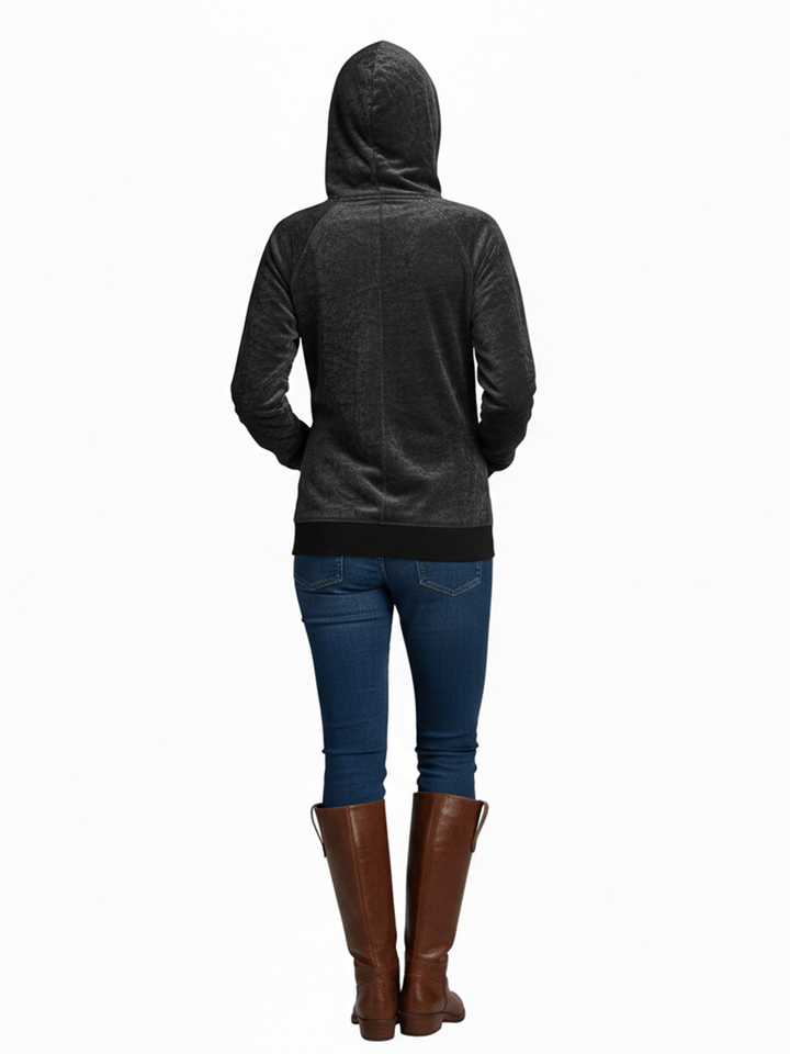 Colsie Women's Gray Full-Zip Velour Hoodie
