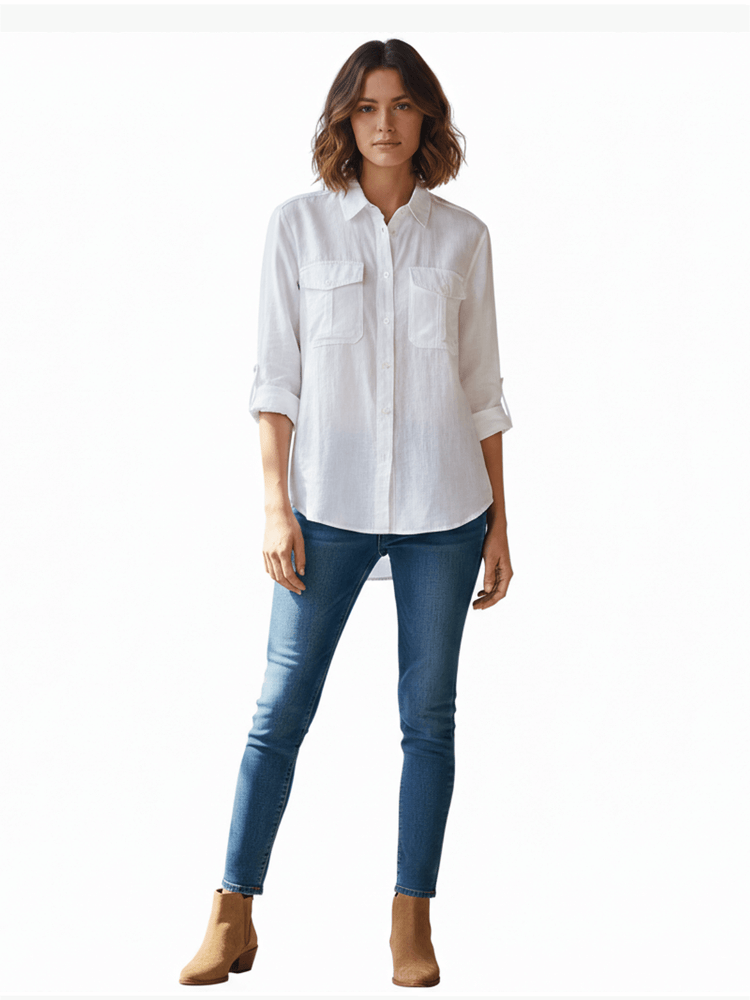 Eddie Bauer Women's Relaxed Roll Sleeve Shirt