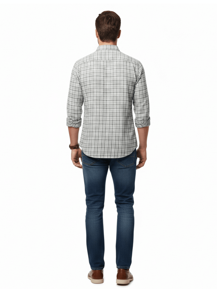 Gray Plaid Button-Down Shirt