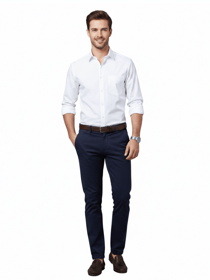 Men's White Cotton Dress Shirt
