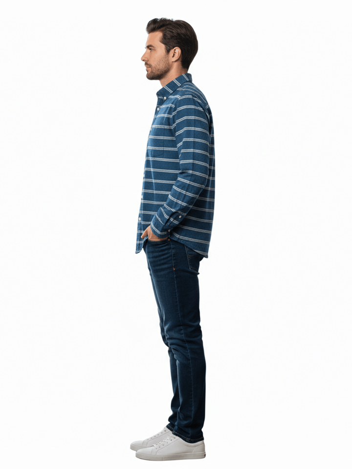 Tommy Hilfiger Blue Striped Long Sleeve Button Down Shirt