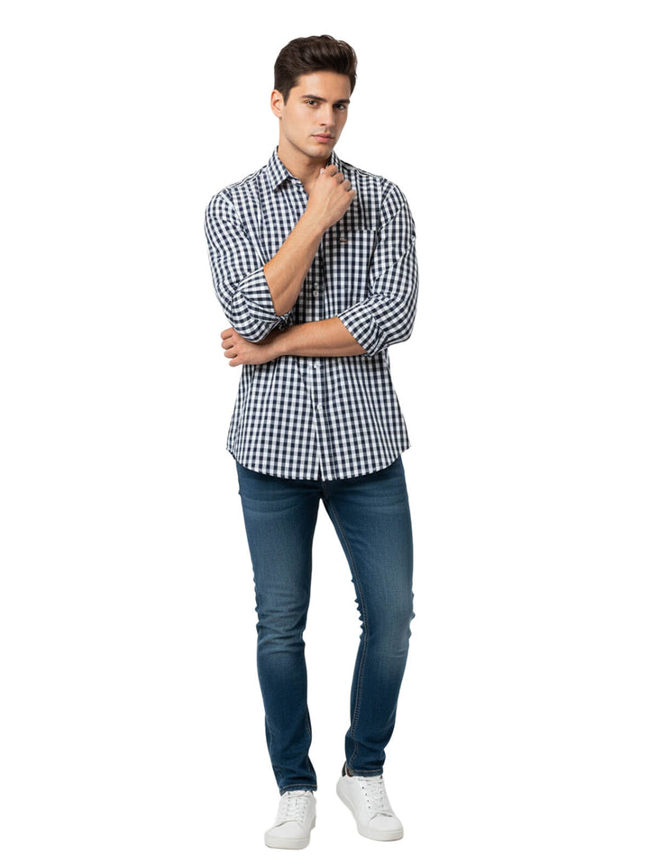 INDIGO Men's Long Sleeve Button Down Shirt