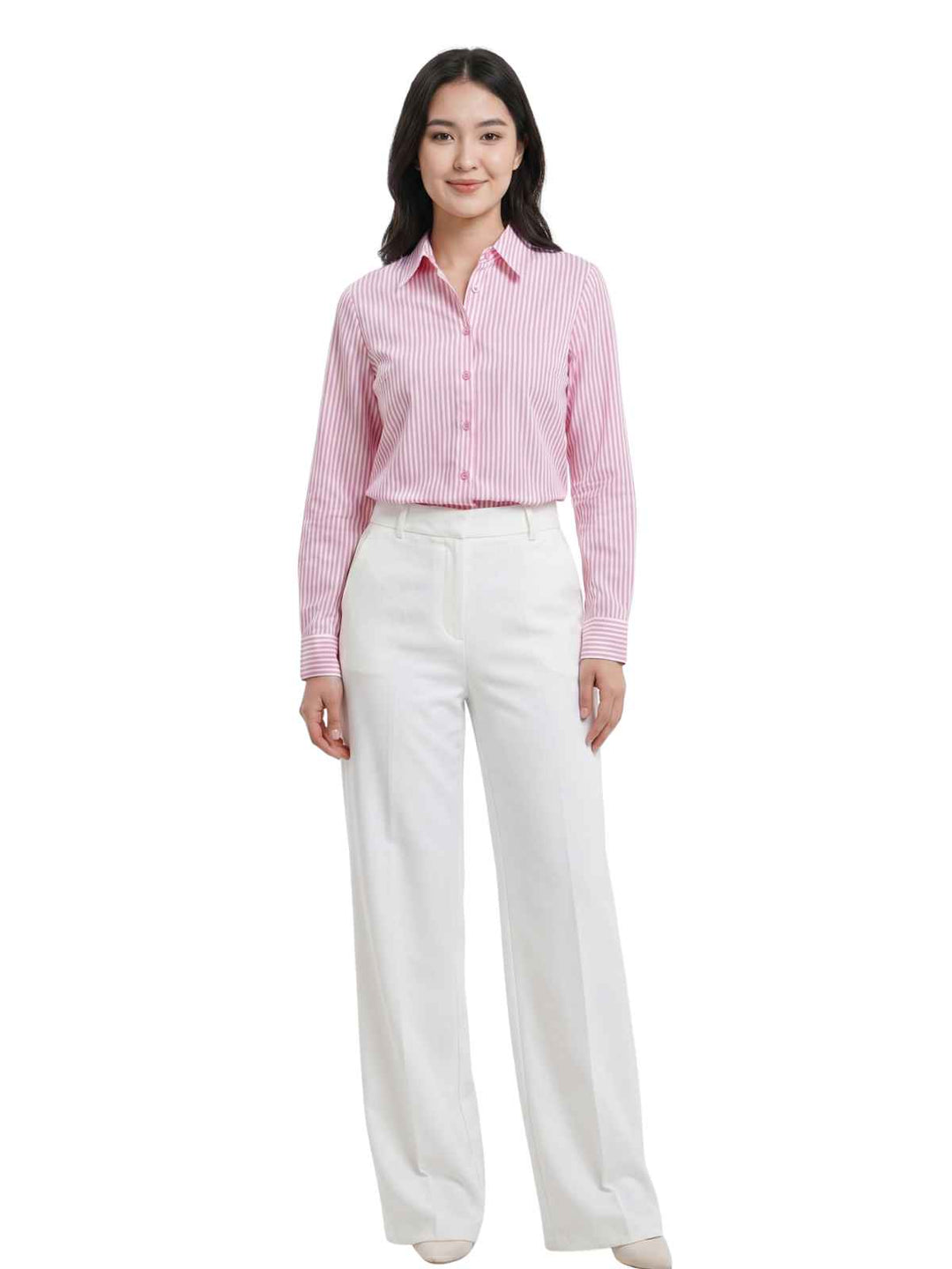 Pink and White Striped Blouse