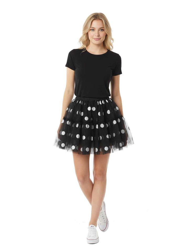 Black and White Polka Dot Tulle Skirt