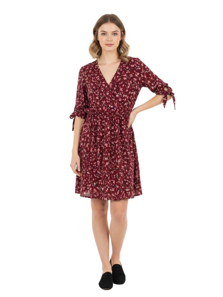 Knox Rose Women's Floral Print Surplice Midi Dress