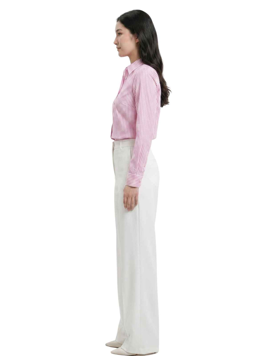 Pink and White Striped Blouse