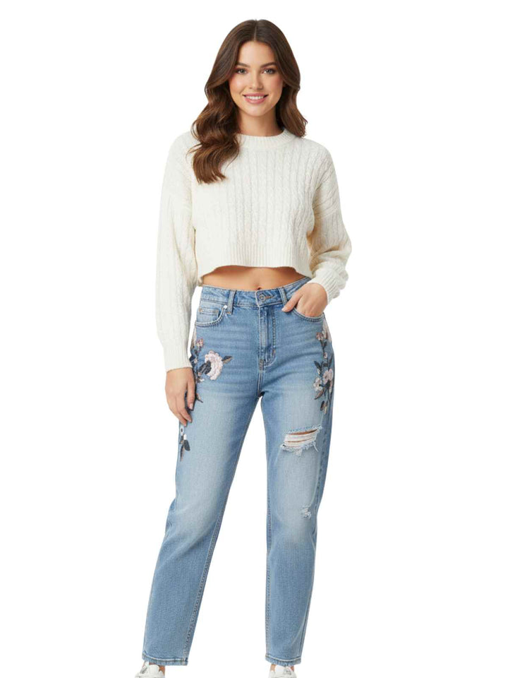 Abercombie & Fitch Women's Floral Embroidered Jeans