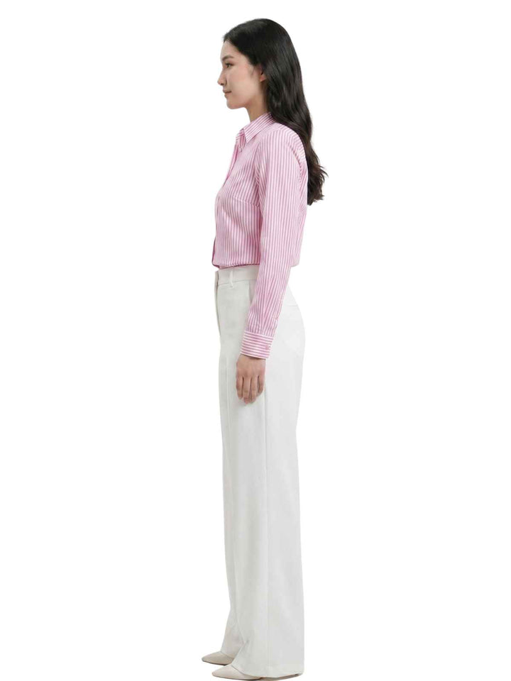 Pink Striped Button-Down Blouse