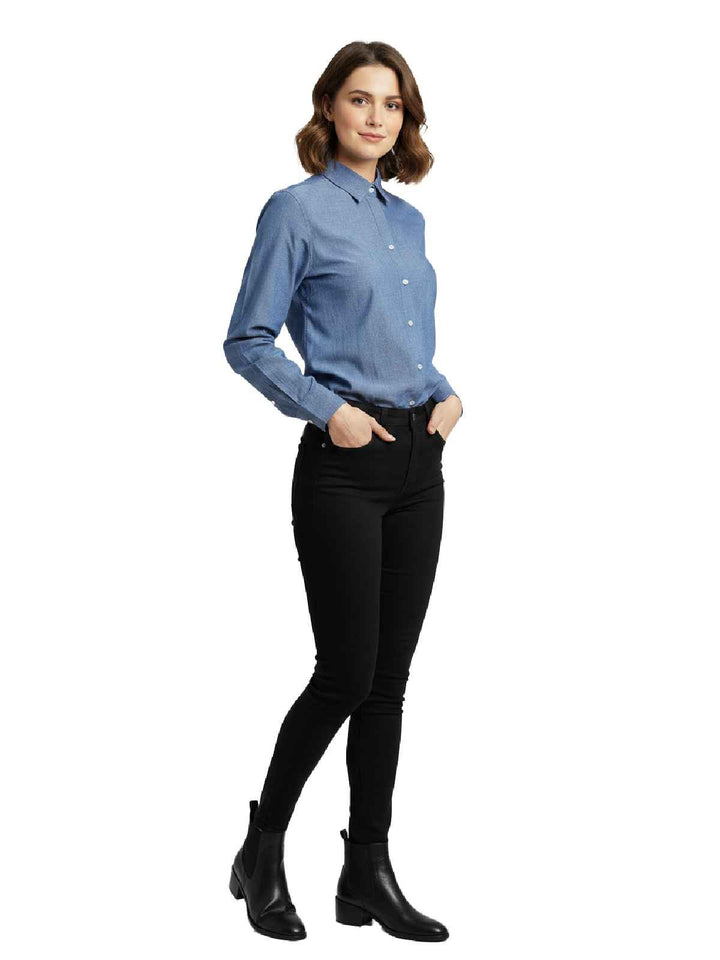 Blue Cotton Long-Sleeve Shirt