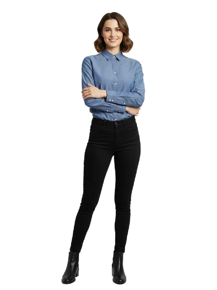 Blue Cotton Long-Sleeve Shirt