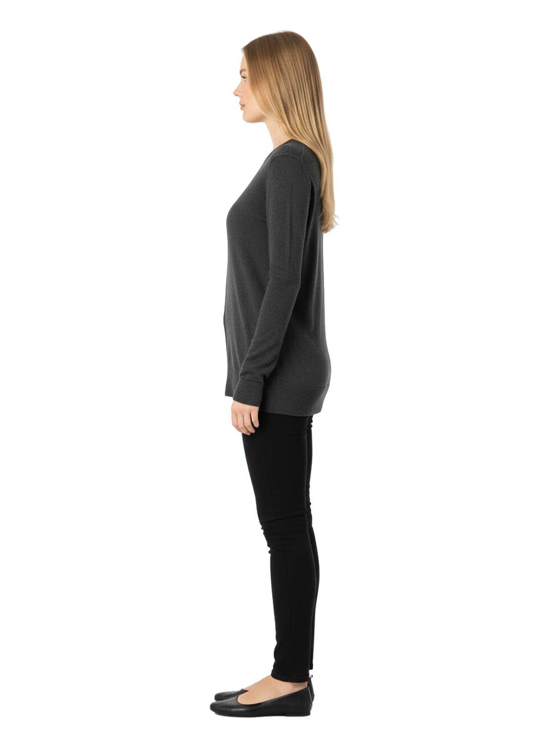 Women's Long Sleeve V-Neck Top - Universal Thread Gray