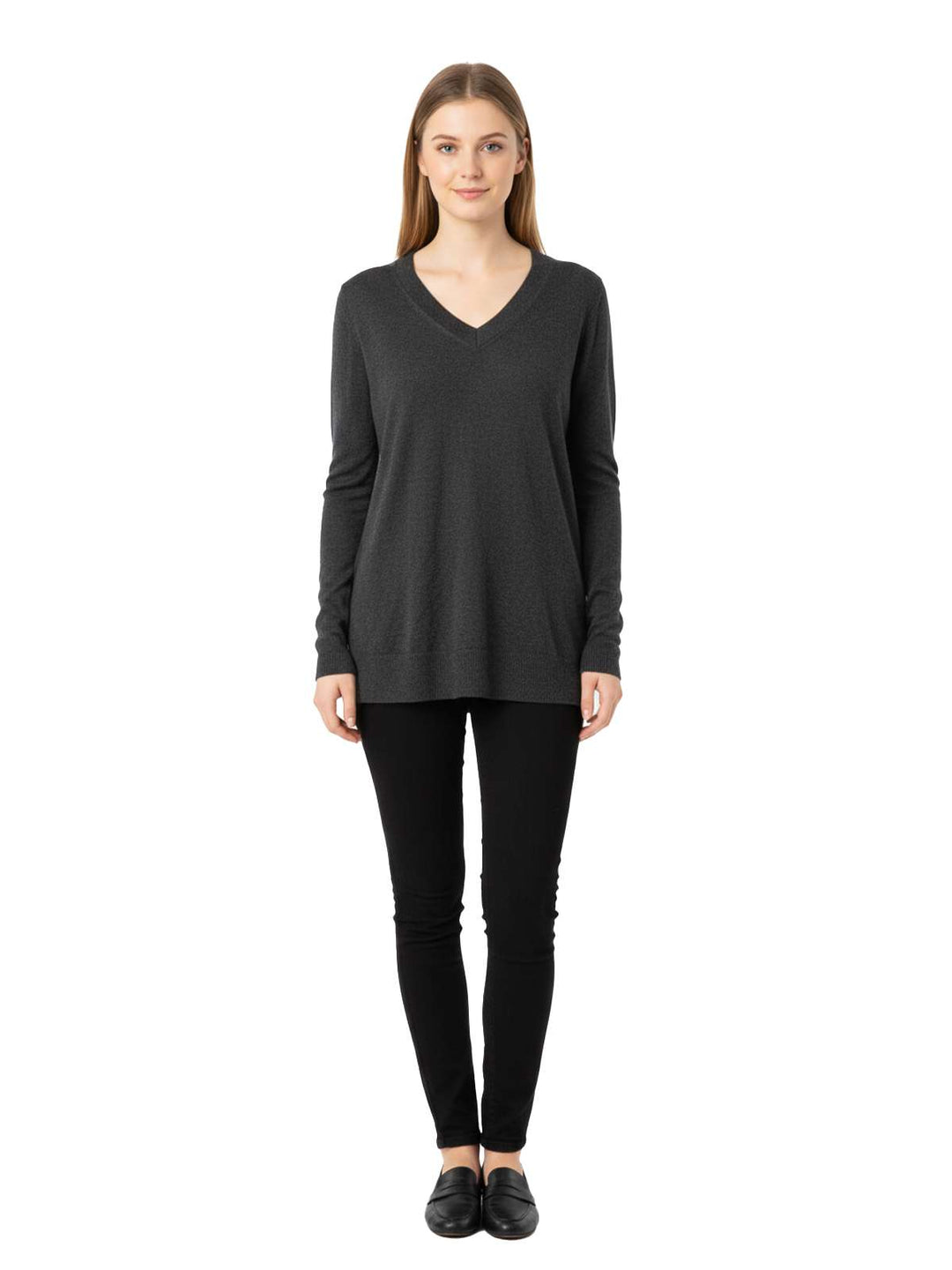 Women's Long Sleeve V-Neck Top - Universal Thread Gray