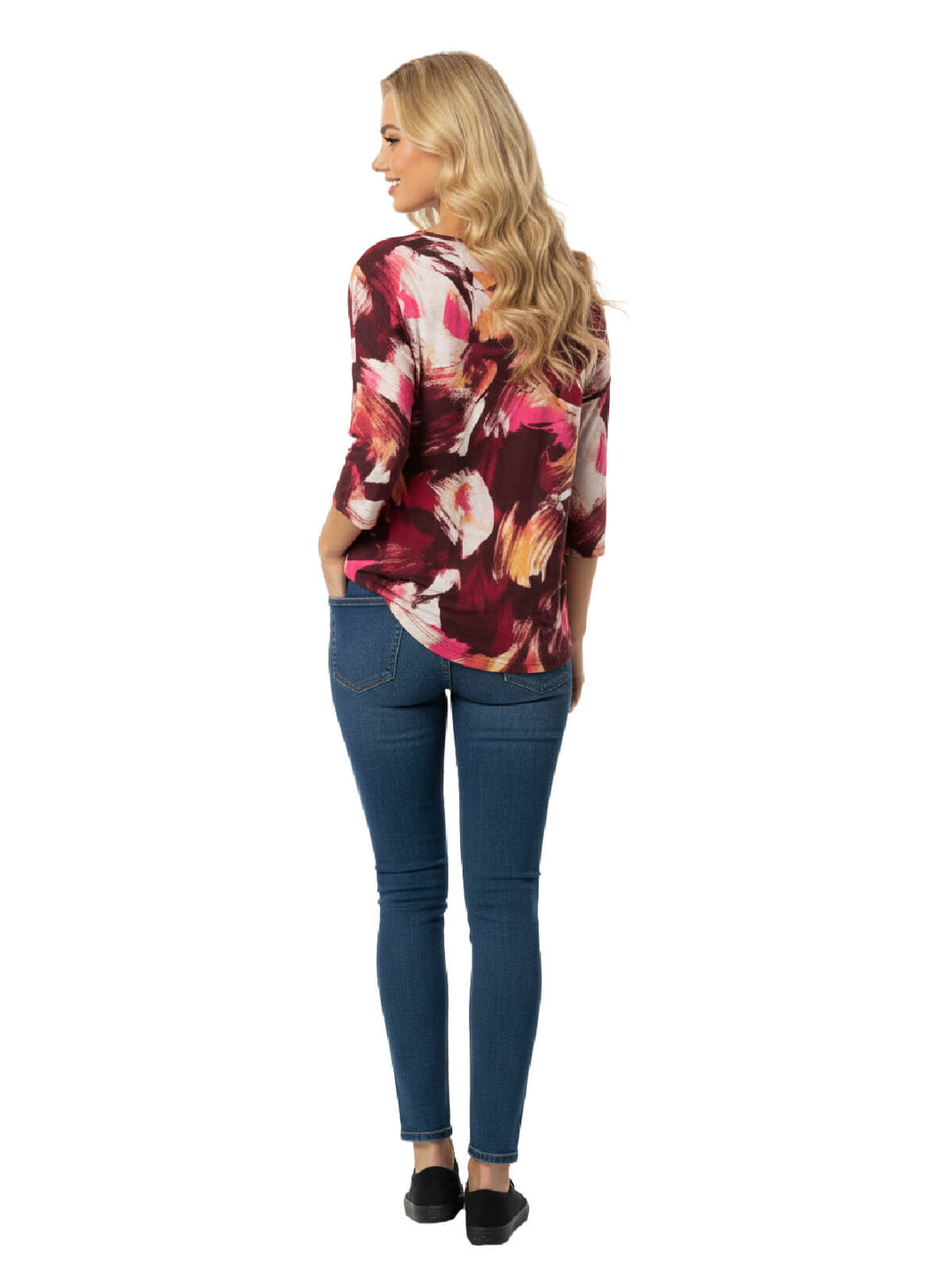 JM Collection Abstract Print Blouse