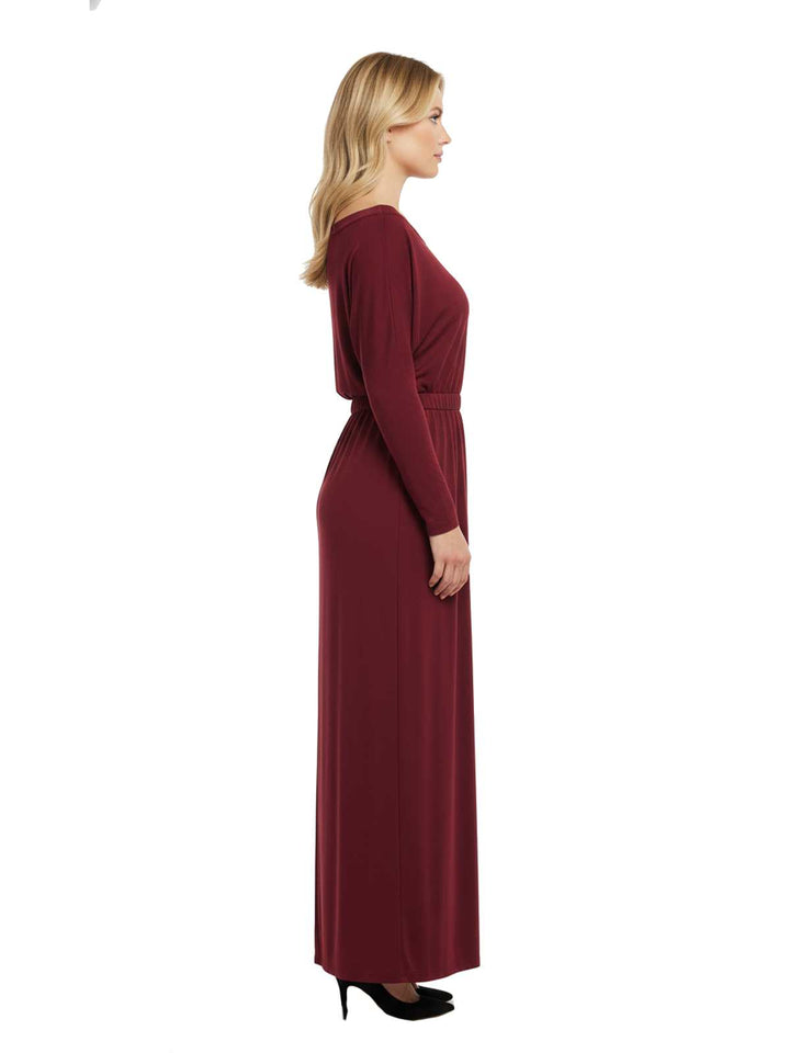 Burgundy Jersey Long Sleeve Dress