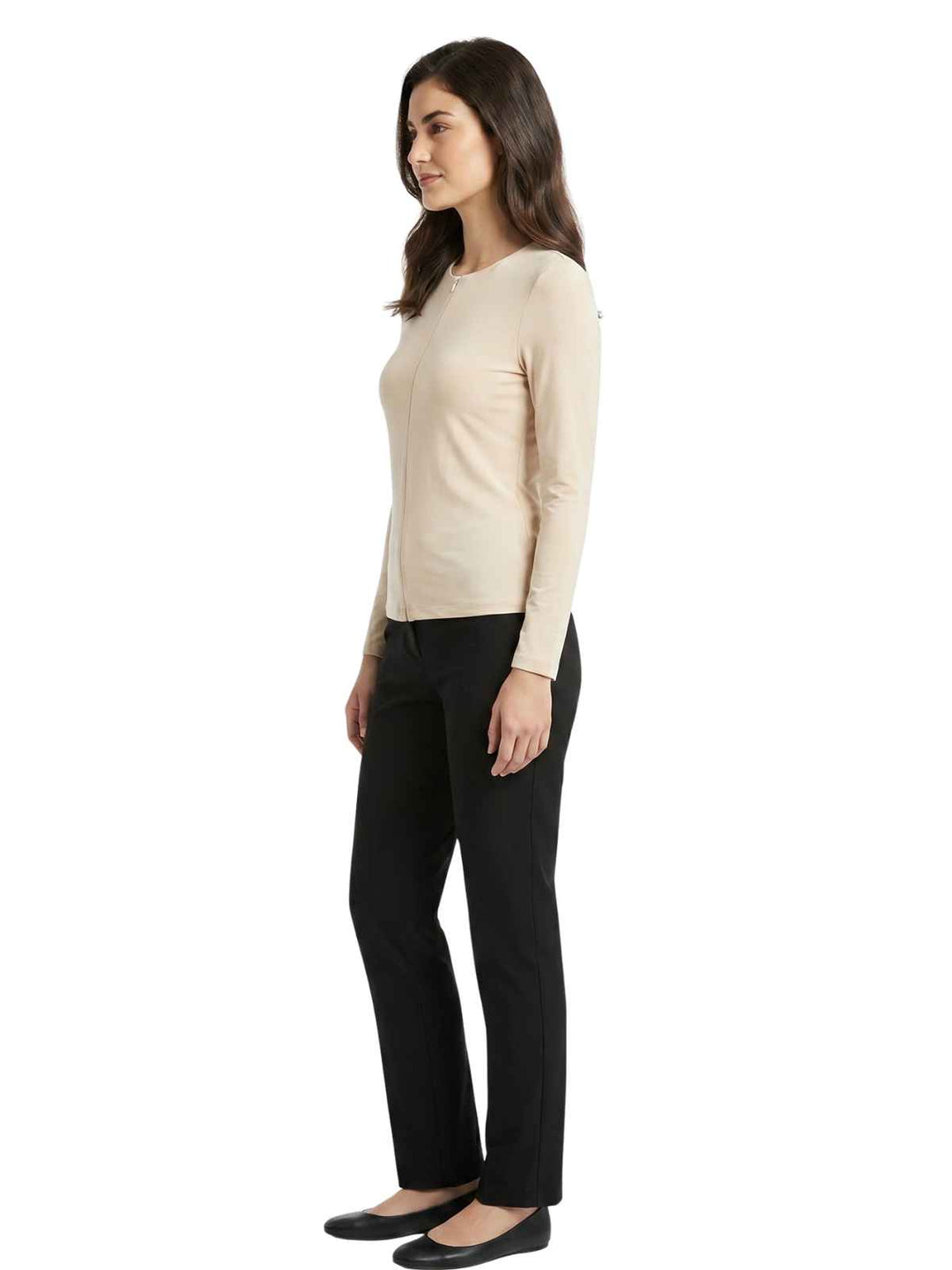 Elegant Beige Long Sleeve Blouse