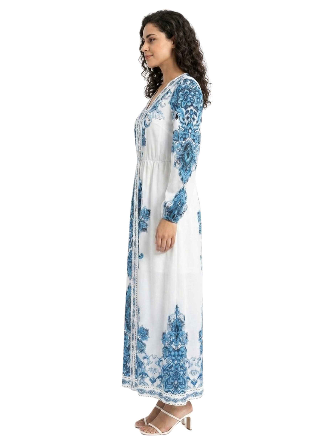 White and Blue Patterned Dress