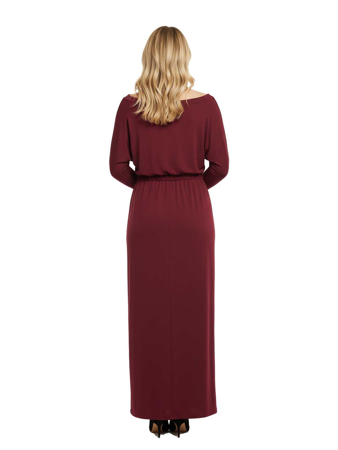 Burgundy Jersey Long Sleeve Dress
