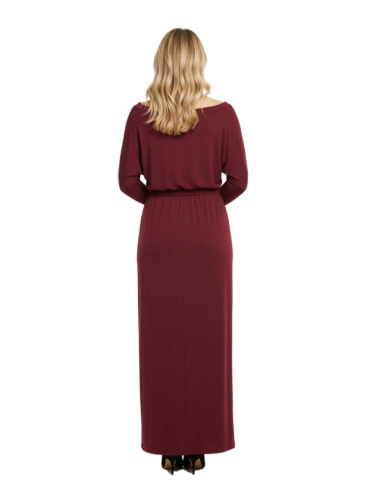 Burgundy Jersey Long Sleeve Dress