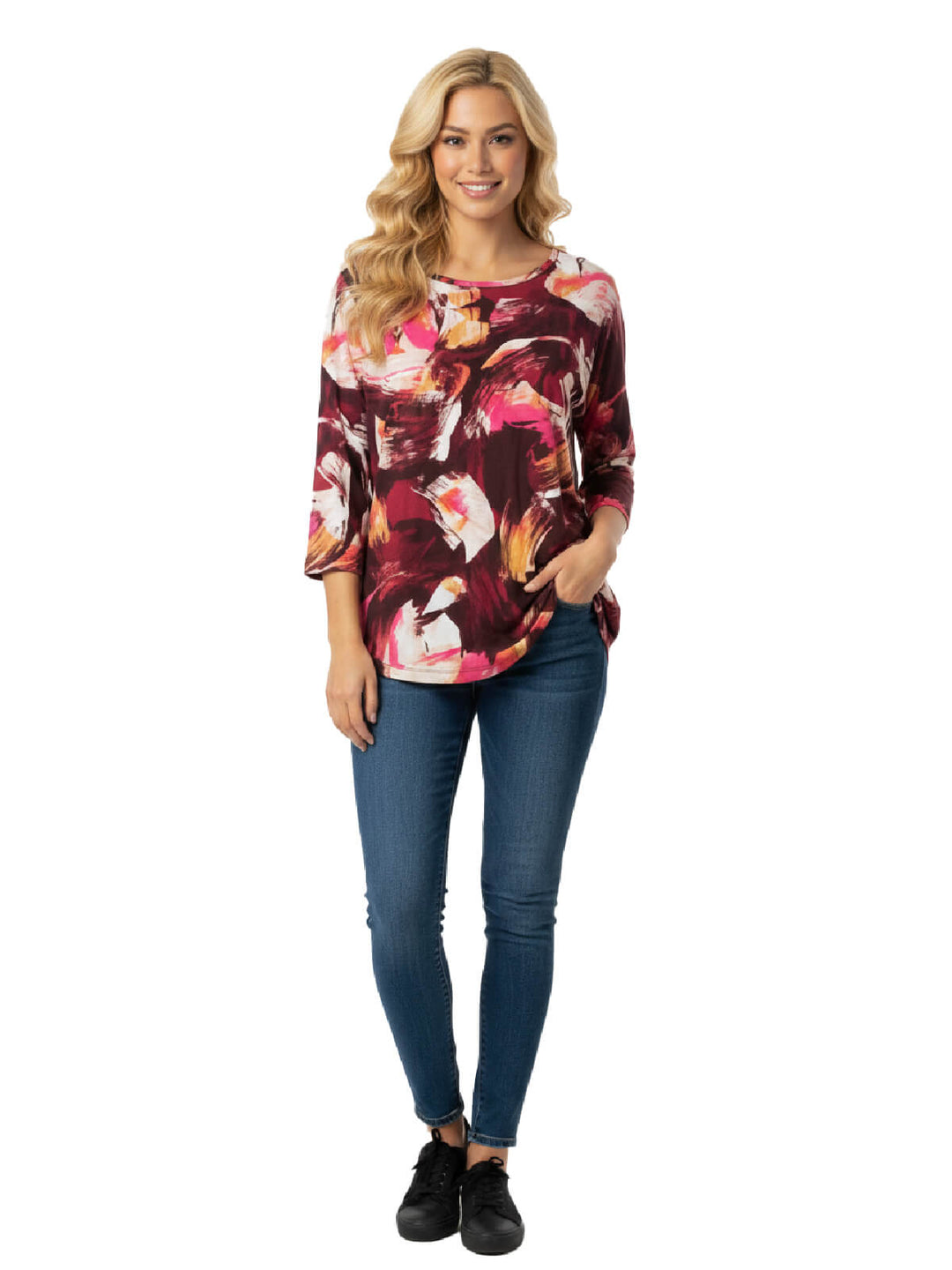 JM Collection Abstract Print Blouse