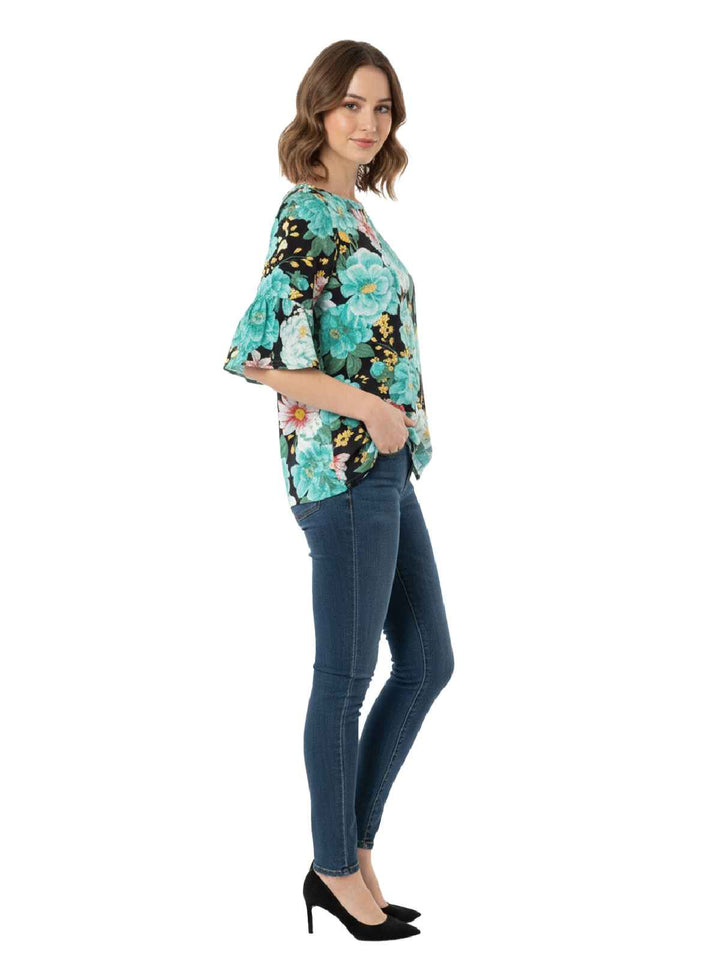 Alfred Dunner Ladies' Floral Ruffle Sleeve Top