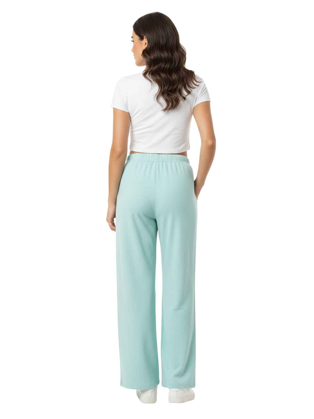 Women's Teal Cotton Wide Leg Pants