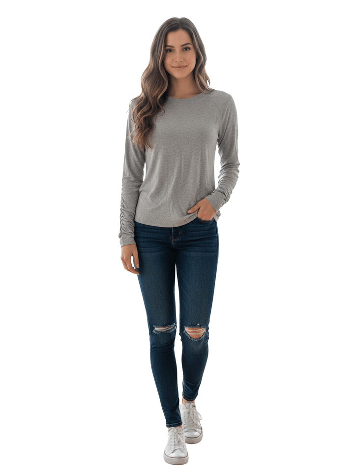 Athleta Women's Grey Cotton Long Sleeve Top