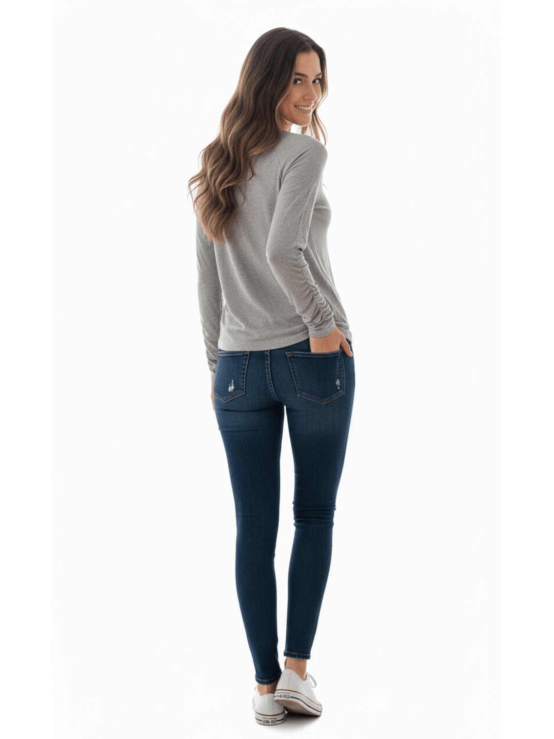 Athleta Women's Grey Cotton Long Sleeve Top