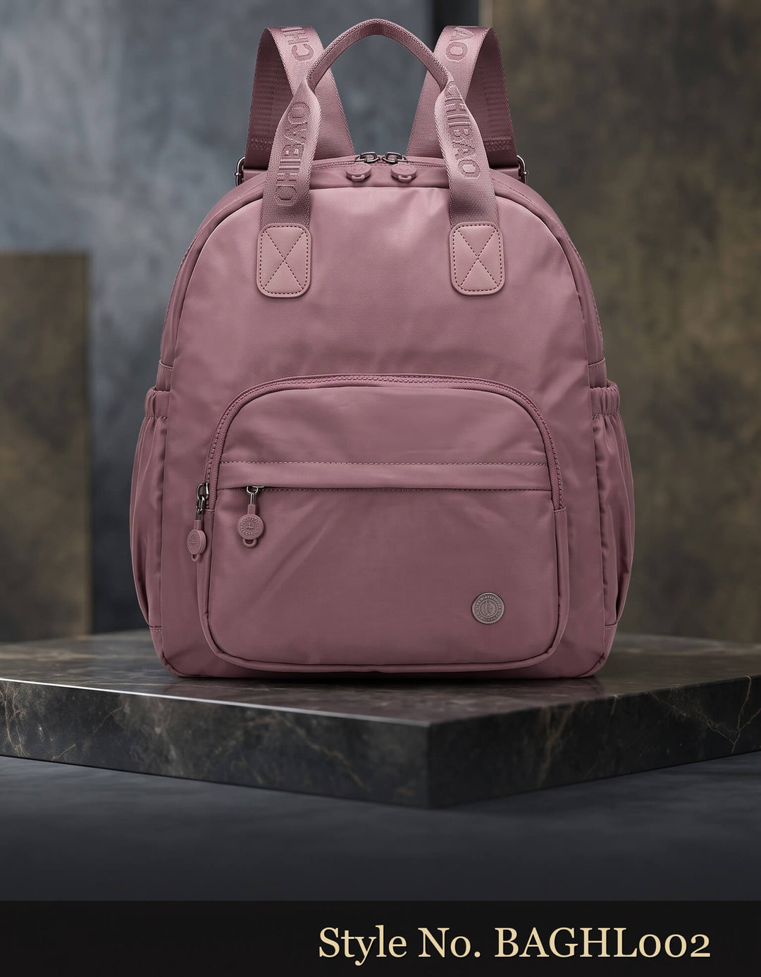Trendy Pink Nylon Backpack Purse for Women - Multi-Pocket Everyday Daypack
