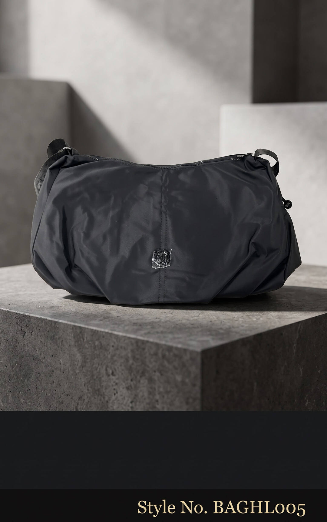 Trendy Black Slouchy Hobo Bag - Lightweight Nylon Shoulder Bag