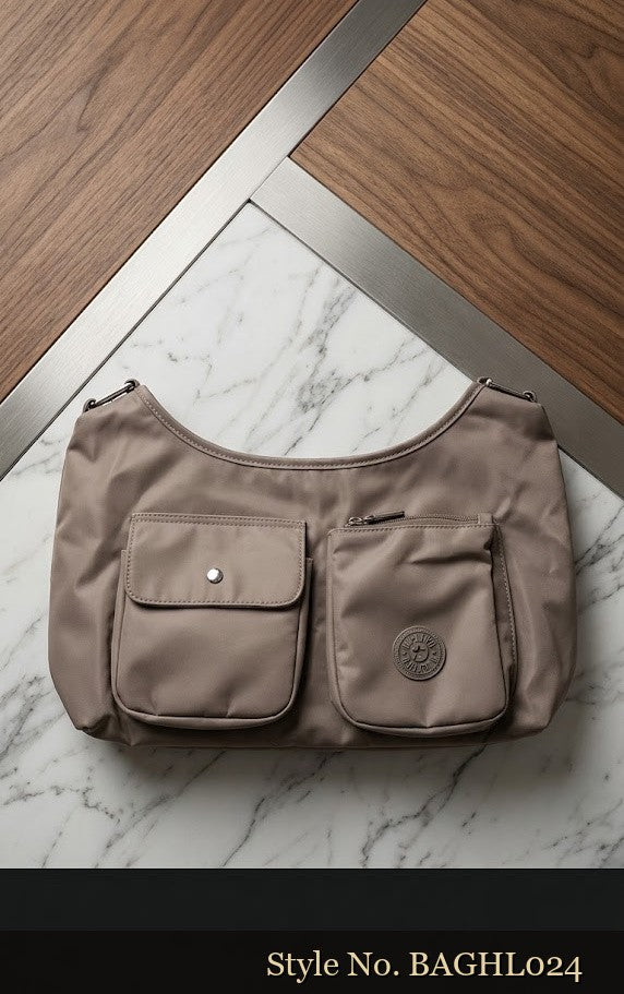 Taupe Front-Pocket Hobo Bag | BAGHL024