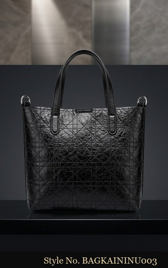 Black Textured Tote Bag | BAGKAININU003
