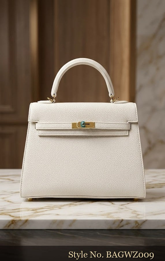 Ivory Blue-Clasp Top-Handle Bag | BAGWZ009