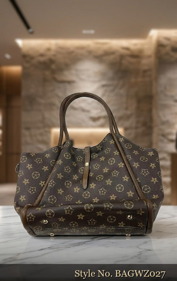 Dark Brown Patterned Handbag | BAGWZ027
