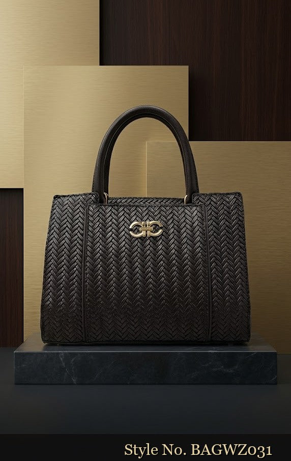 Dark Brown Textured Handbag | BAGWZ031