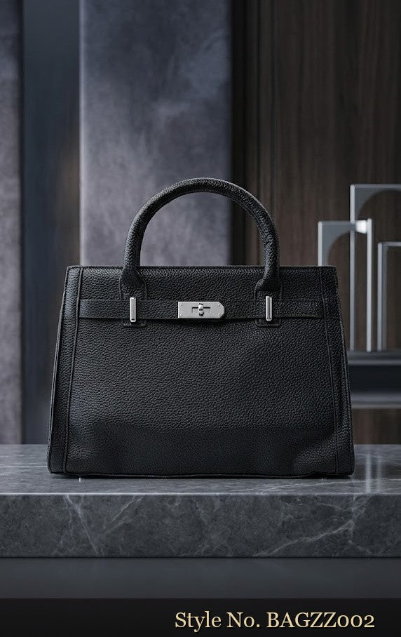 Black Structured Flap Bag | BAGZZ002