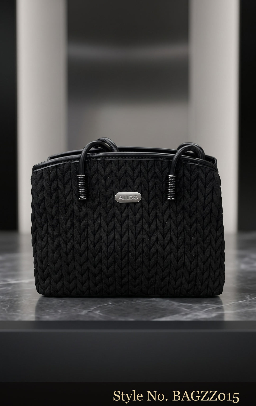 Black Woven Top-Handle Bag | BAGZZ015
