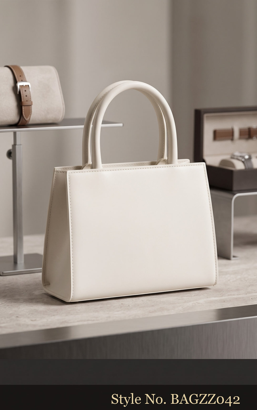 Gray Structured Top-Handle Bag | BAGZZ042