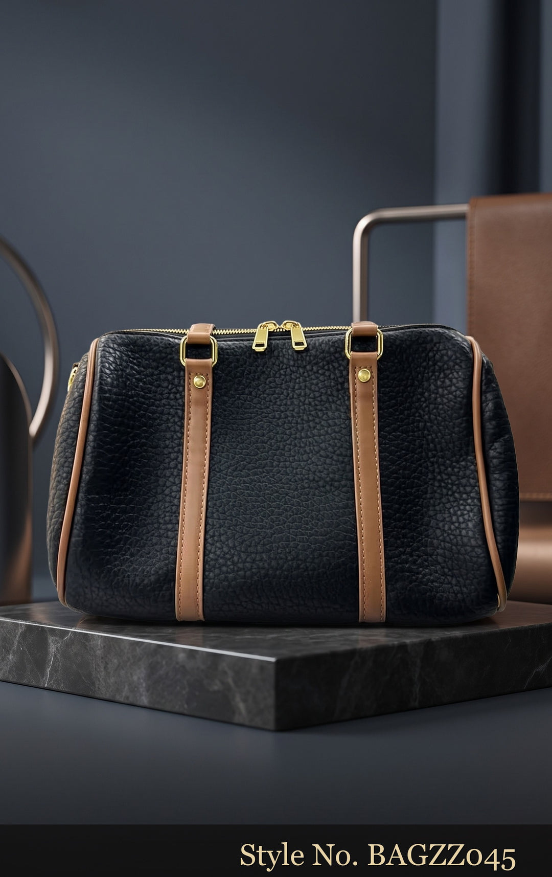 Black and Brown Structured Tote | BAGZZ045