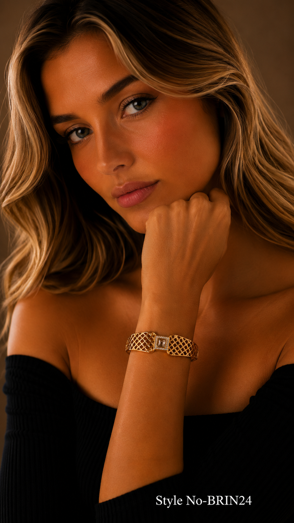 Gold Textured Mesh Bracelet | BRIN24