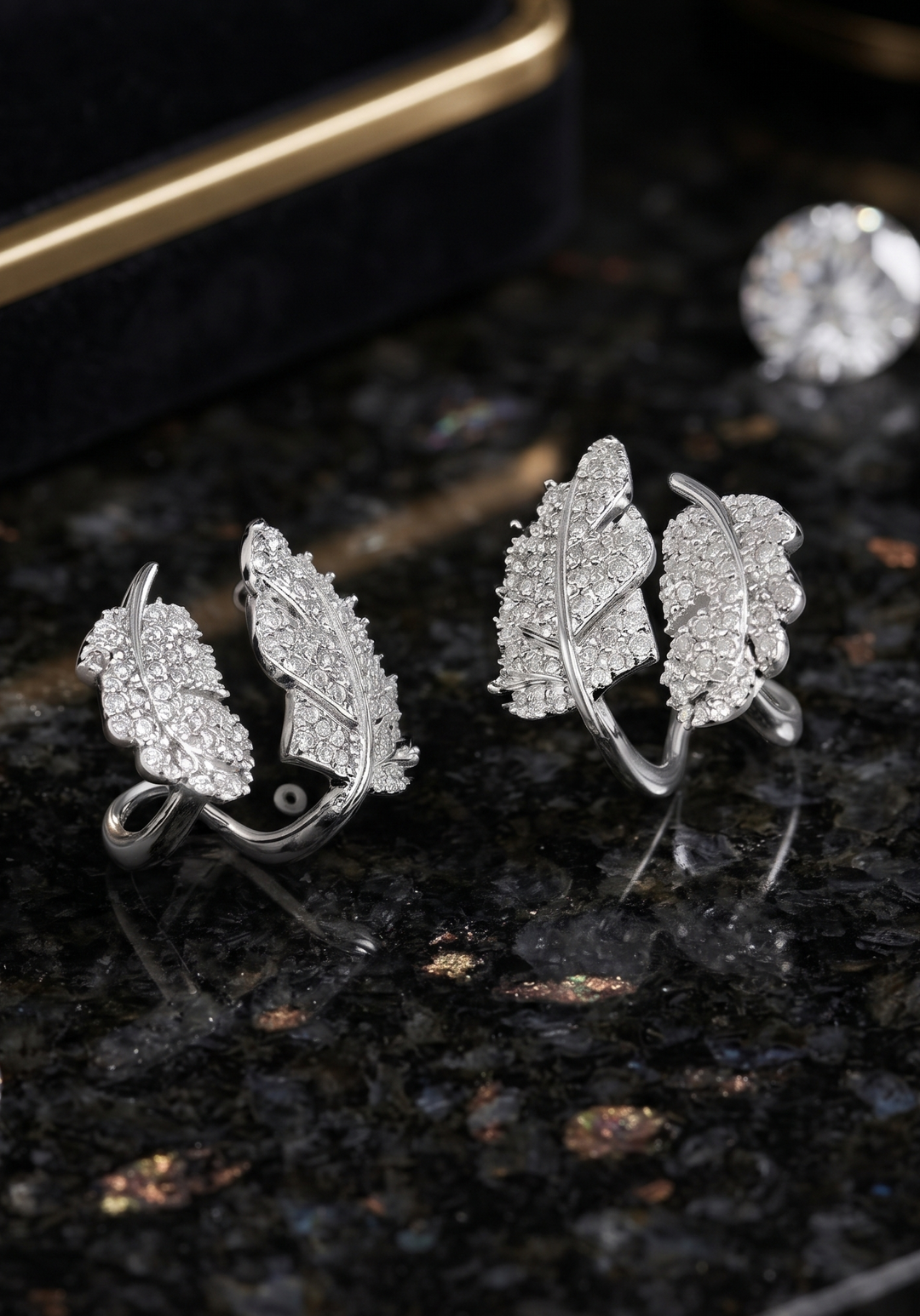 Crystal Leaf Stud Earrings