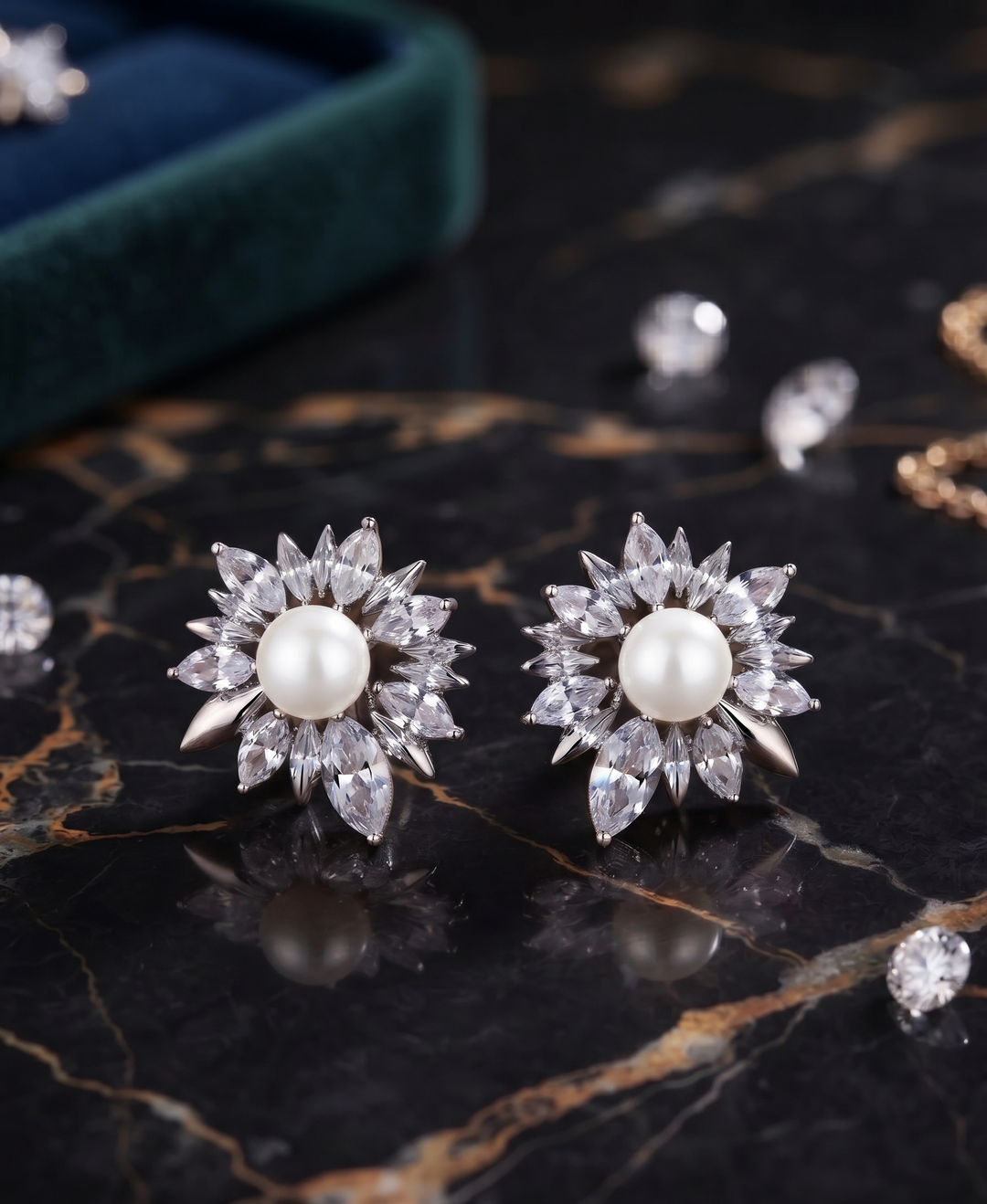 Pearl Starburst Stud Earrings